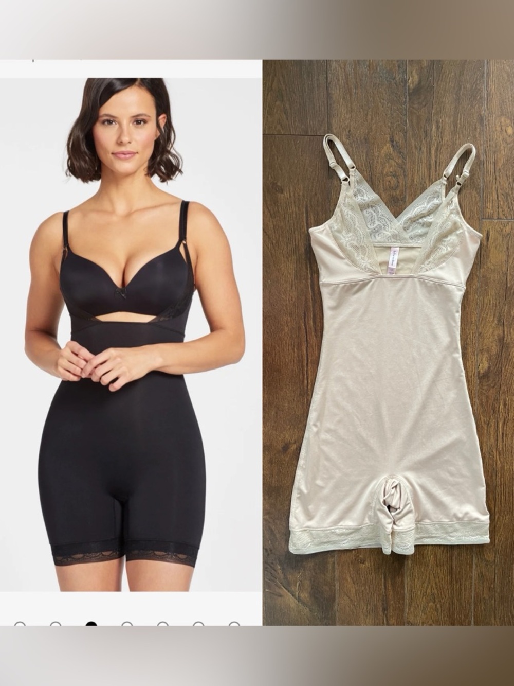 New La Vie En Rose Shapewear One Piece Romper. Lace Trim. Small